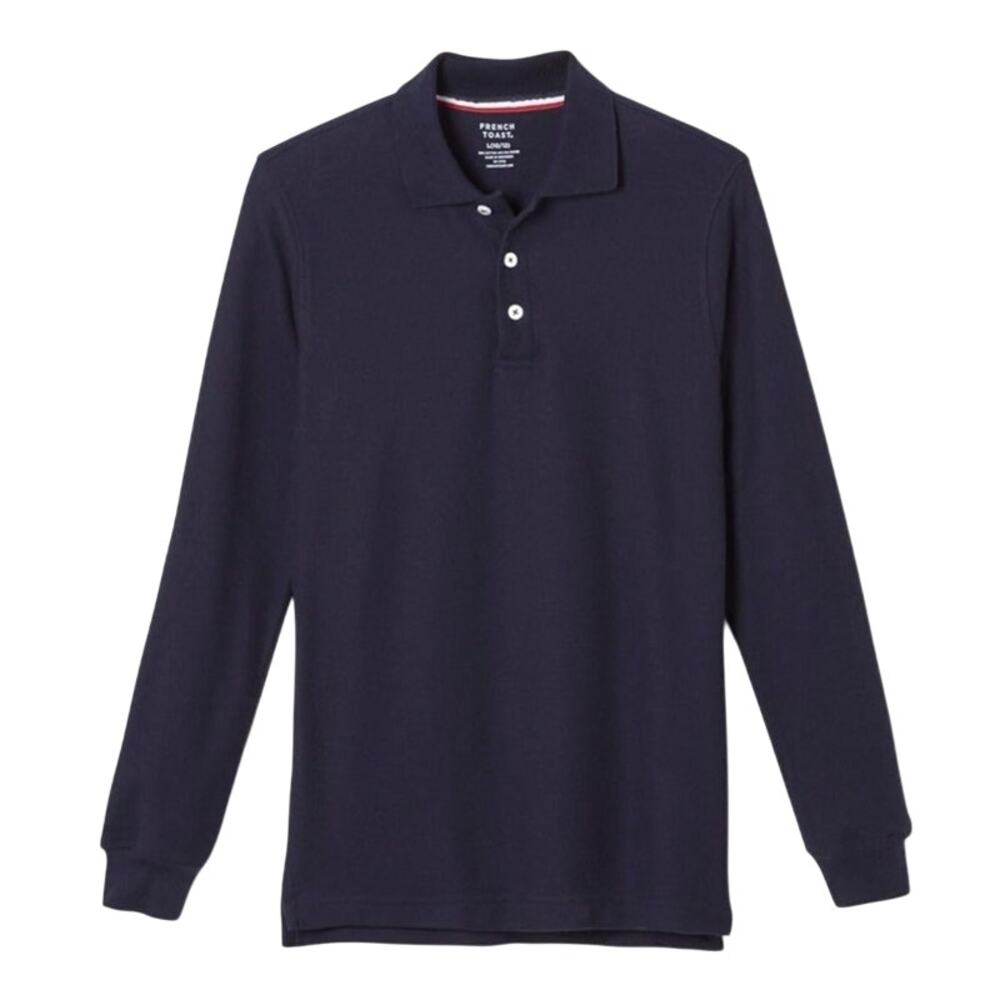 French Toast Men's XLarge Navy Long Sleeve Uniform Co-Ed Pique Solo Shirt